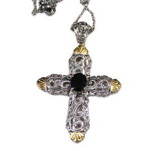 20" KARIS STERLING SILVER CROSS PENDANT NECKLACE